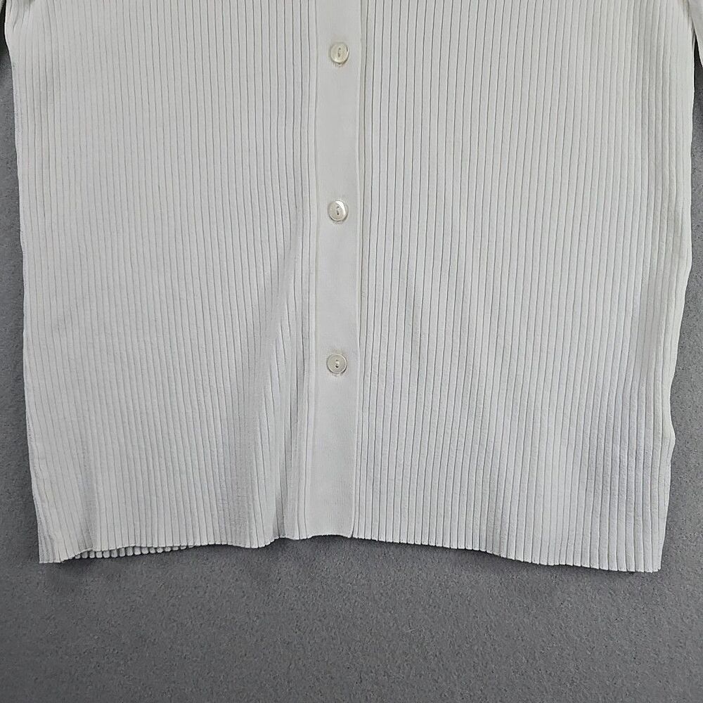 Babaton White Ribbed Button‑Front Cardigan - Picture 5 of 11